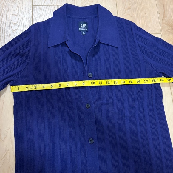 GAP Maternity Ribbed Button Front Polo Shirt, Twilight Navy, sz S - Picture 8 of 11